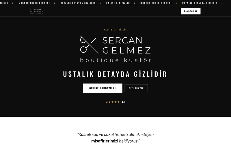 Boutique Kuaför Sercan Gelmez web sitesi